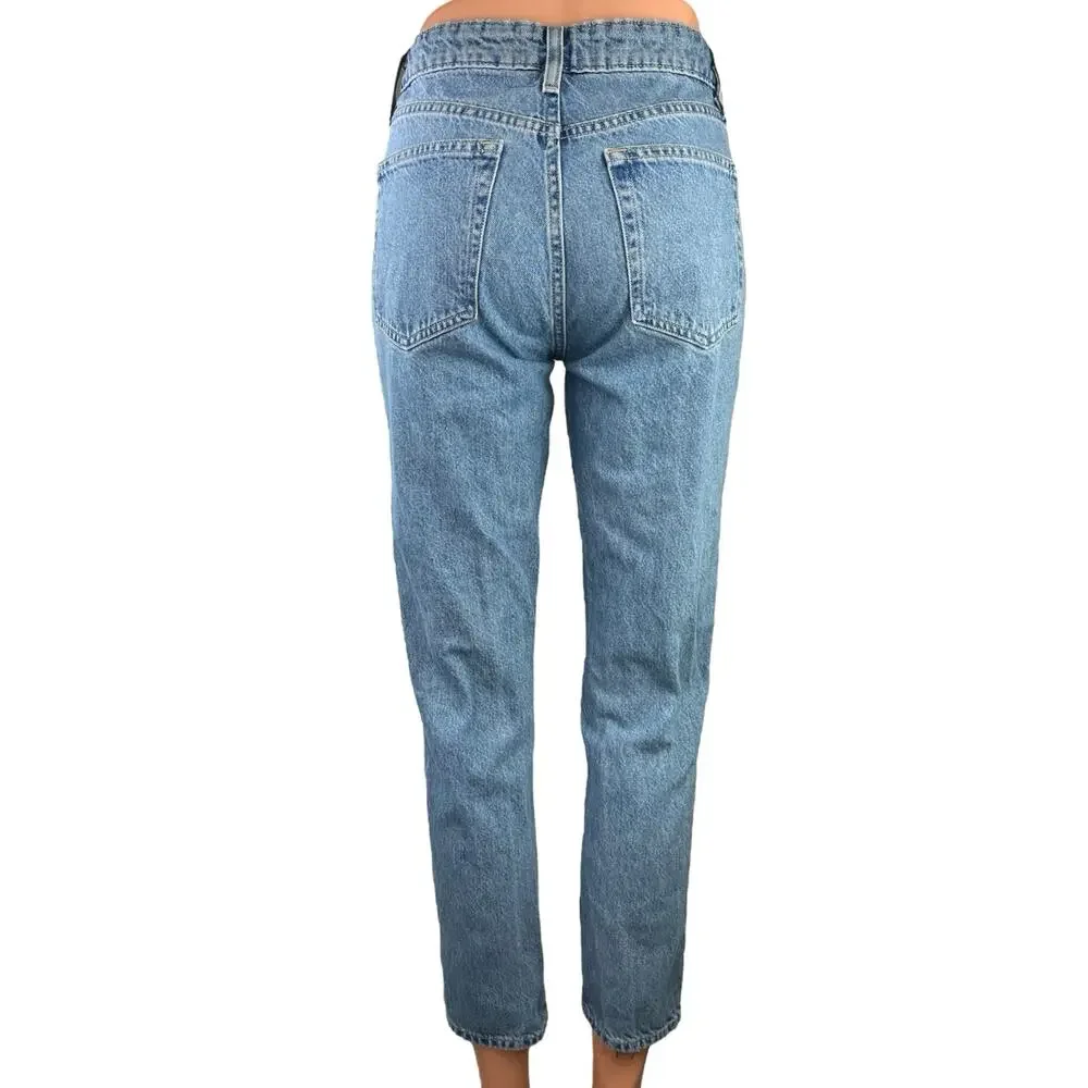 Aritzia Sun-deh Womens Blue Denim High Rise Casual Tapered Leg Jeans Pant Size 2